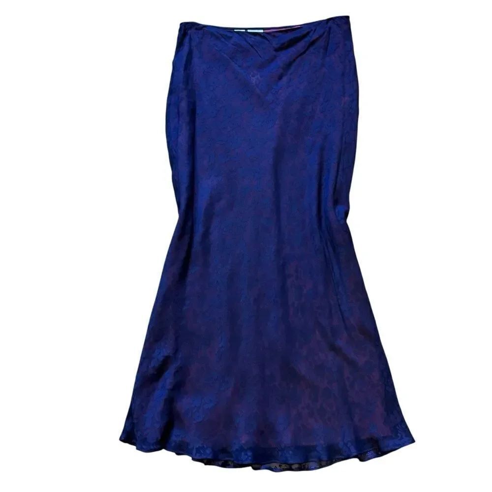 DKNY Petite Vintage Silk Blend Purple Floral Maxi Skirt